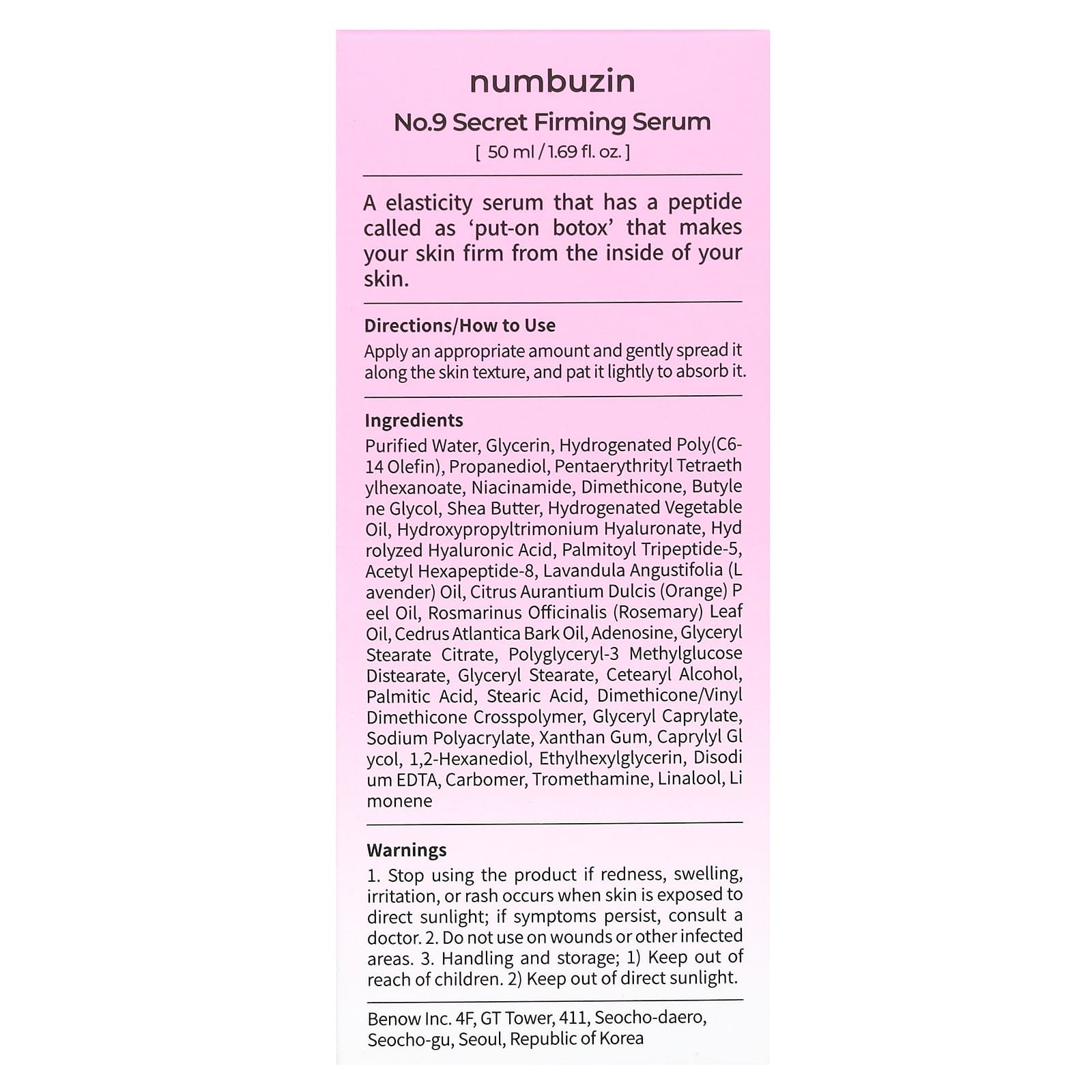 Numbuzin No.9 Secret, Sérum raffermissant, 50 ml 03Parapharm - Algérie, Beauté, Santé , Bien-être... Numbuzin No.9 Secret, Sérum raffermissant, 50 ml 03Parapharm - Algérie, Beauté, Santé , Bien-être...