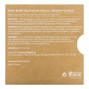 Mary & May Niacinamide et vitamine C, Masque de beauté illuminateur, 30 feuilles, 400 g 03Parapharm - Algérie, Beauté, Santé , Bien-être... Mary & May Niacinamide et vitamine C, Masque de beauté illuminateur, 30 feuilles, 400 g 03Parapharm - Algérie, Beauté, Santé , Bien-être...