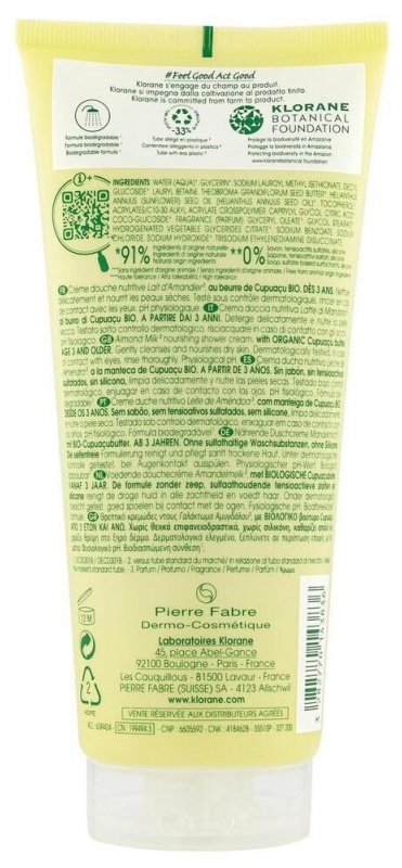 Klorane Crème Douche Nutritive au Cupuaçu Bio Lait d’Amandier 200 ml 03Parapharm - Algérie, Beauté, Santé , Bien-être... Klorane Crème Douche Nutritive au Cupuaçu Bio Lait d’Amandier 200 ml 03Parapharm - Algérie, Beauté, Santé , Bien-être...