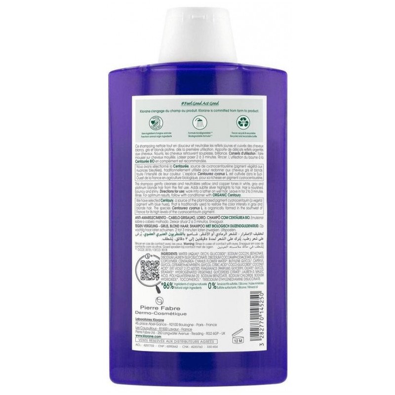 Klorane Shampoing Déjaunissant Cheveux Gris et Blonds 400 ml 03Parapharm - Algérie, Beauté, Santé , Bien-être... Klorane Shampoing Déjaunissant Cheveux Gris et Blonds 400 ml 03Parapharm - Algérie, Beauté, Santé , Bien-être...