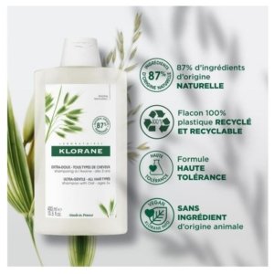 Klorane Extra-Doux – Tous Types de Cheveux Shampoing à l&rsquo;Avoine 400 ml 03Parapharm - Algérie, Beauté, Santé , Bien-être...