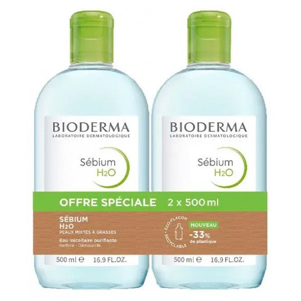 Bioderma Sébium H2O Eau Micellaire Nettoyante Purifiante Lot de 2 x 500 ml 03Parapharm - Algérie, Beauté, Santé , Bien-être... Bioderma Sébium H2O Eau Micellaire Nettoyante Purifiante Lot de 2 x 500 ml 03Parapharm - Algérie, Beauté, Santé , Bien-être...