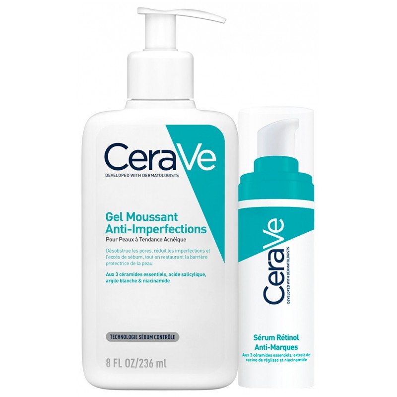 CeraVe Gel Moussant Anti-Imperfections 236 ml + Sérum Rétinol Anti-Marques 30 ml 03Parapharm - Algérie, Beauté, Santé , Bien-être... CeraVe Gel Moussant Anti-Imperfections 236 ml + Sérum Rétinol Anti-Marques 30 ml 03Parapharm - Algérie, Beauté, Santé , Bien-être...