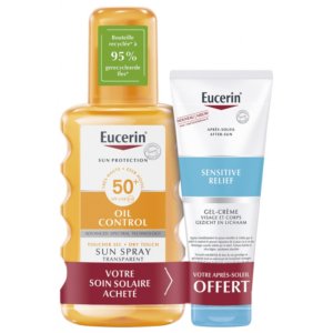 Eucerin Sun Protection Oil Control Sun Spray Transparent SPF50+ 200 ml + Sensitive Relief Gel-Crème Après-Soleil 50 ml Offert 03Parapharm - Algérie, Beauté, Santé , Bien-être...