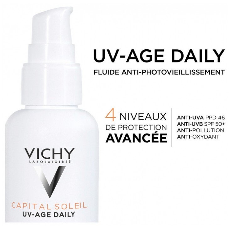 Vichy Capital Soleil UV-Age Daily Fluide Anti-Photovieillissement SPF50+ 40 ml 03Parapharm - Algérie, Beauté, Santé , Bien-être... Vichy Capital Soleil UV-Age Daily Fluide Anti-Photovieillissement SPF50+ 40 ml 03Parapharm - Algérie, Beauté, Santé , Bien-être...