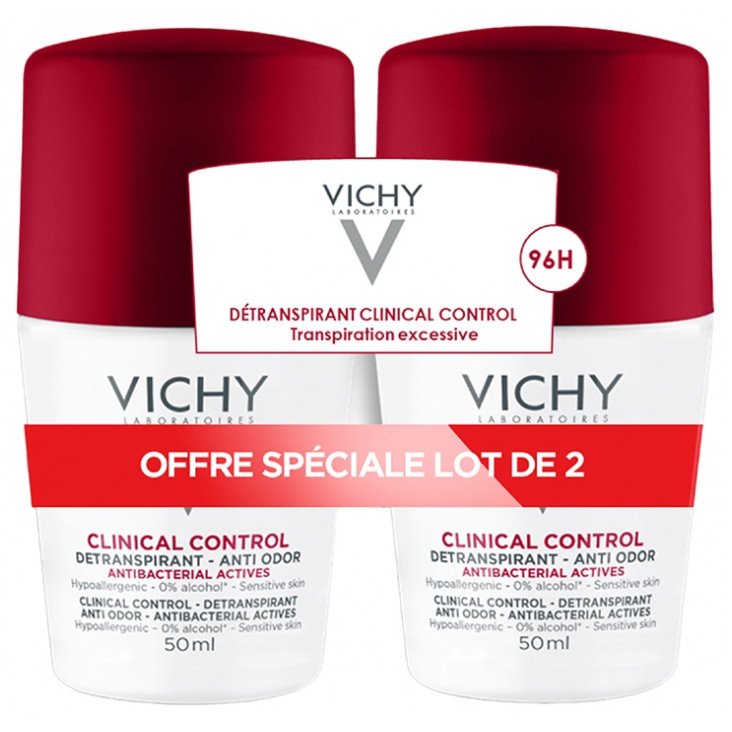 Vichy Déodorant 96H Clinical Control Détranspirant Anti-Odeur Roll-On Lot de 2 x 50 ml 03Parapharm - Algérie, Beauté, Santé , Bien-être... Vichy Déodorant 96H Clinical Control Détranspirant Anti-Odeur Roll-On Lot de 2 x 50 ml 03Parapharm - Algérie, Beauté, Santé , Bien-être...