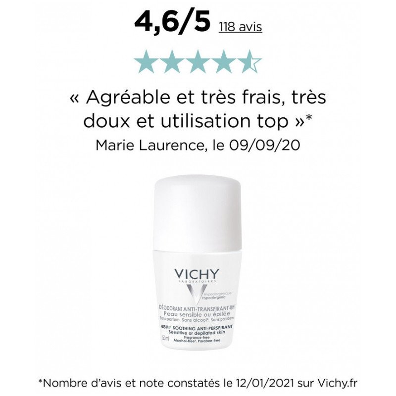 Vichy Déodorant Anti-Transpirant 48H Peaux Sensibles ou Epilées Roll-On Lot de 2 x 50 ml 03Parapharm - Algérie, Beauté, Santé , Bien-être... Vichy Déodorant Anti-Transpirant 48H Peaux Sensibles ou Epilées Roll-On Lot de 2 x 50 ml 03Parapharm - Algérie, Beauté, Santé , Bien-être...