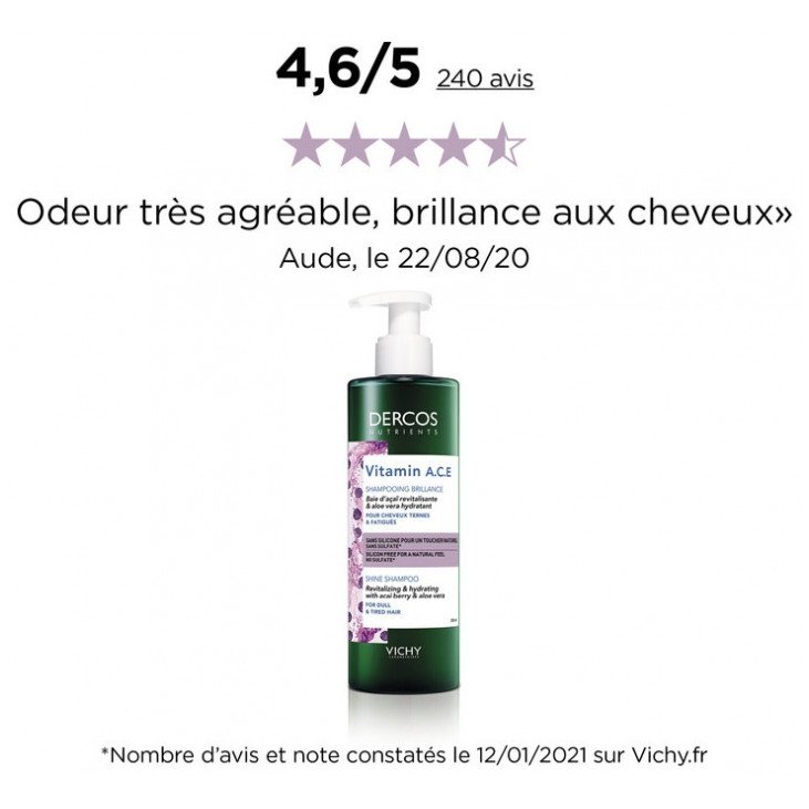 Vichy Dercos Nutrients Vitamin A.C.E Shampoing Brillance 250 ml 03Parapharm - Algérie, Beauté, Santé , Bien-être... Vichy Dercos Nutrients Vitamin A.C.E Shampoing Brillance 250 ml 03Parapharm - Algérie, Beauté, Santé , Bien-être...