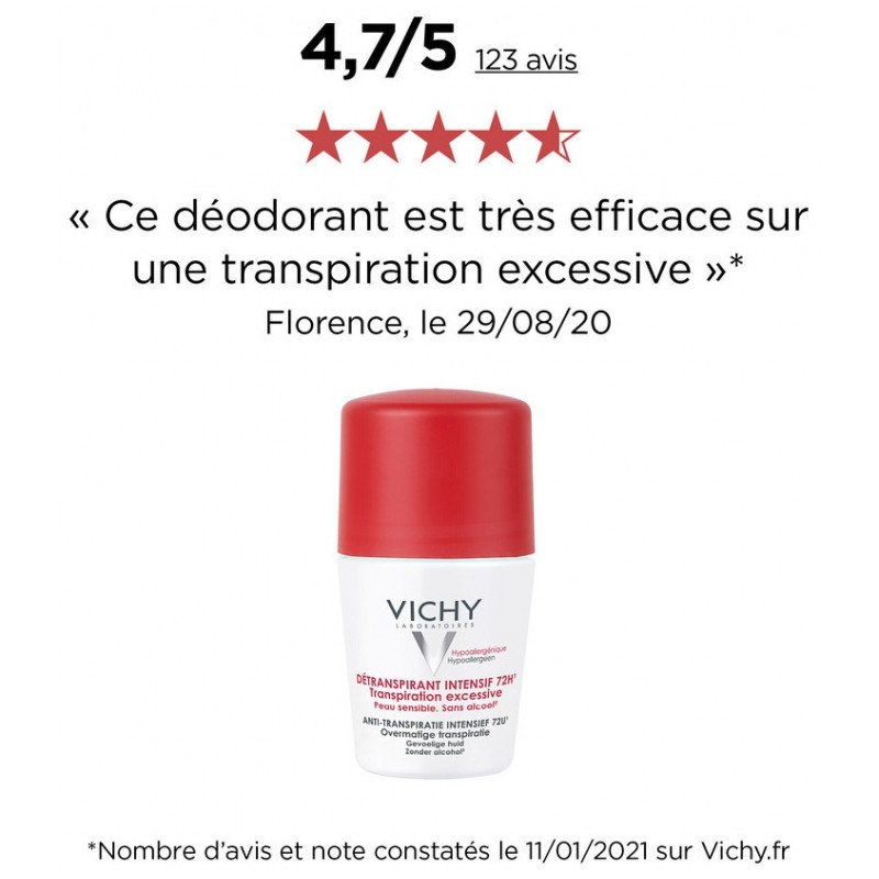 Vichy Détranspirant Intensif 72H Transpiration Excessive Lot de 2 x 50 ml 03Parapharm - Algérie, Beauté, Santé , Bien-être... Vichy Détranspirant Intensif 72H Transpiration Excessive Lot de 2 x 50 ml 03Parapharm - Algérie, Beauté, Santé , Bien-être...