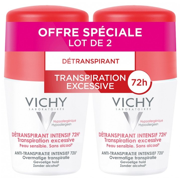 Vichy Détranspirant Intensif 72H Transpiration Excessive Lot de 2 x 50 ml 03Parapharm - Algérie, Beauté, Santé , Bien-être... Vichy Détranspirant Intensif 72H Transpiration Excessive Lot de 2 x 50 ml 03Parapharm - Algérie, Beauté, Santé , Bien-être...