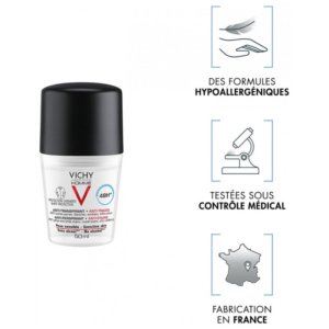 Vichy Homme Déodorant Anti-Transpirant 48H Anti-Traces Roll-On 50 ml 03Parapharm - Algérie, Beauté, Santé , Bien-être...