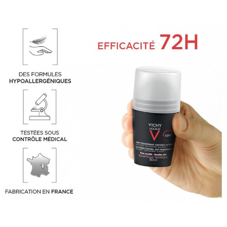 Vichy Homme Déodorant Anti-Transpirant 72H Contrôle Extrême Roll-On Lot de 2 x 50 ml 03Parapharm - Algérie, Beauté, Santé , Bien-être... Vichy Homme Déodorant Anti-Transpirant 72H Contrôle Extrême Roll-On Lot de 2 x 50 ml 03Parapharm - Algérie, Beauté, Santé , Bien-être...